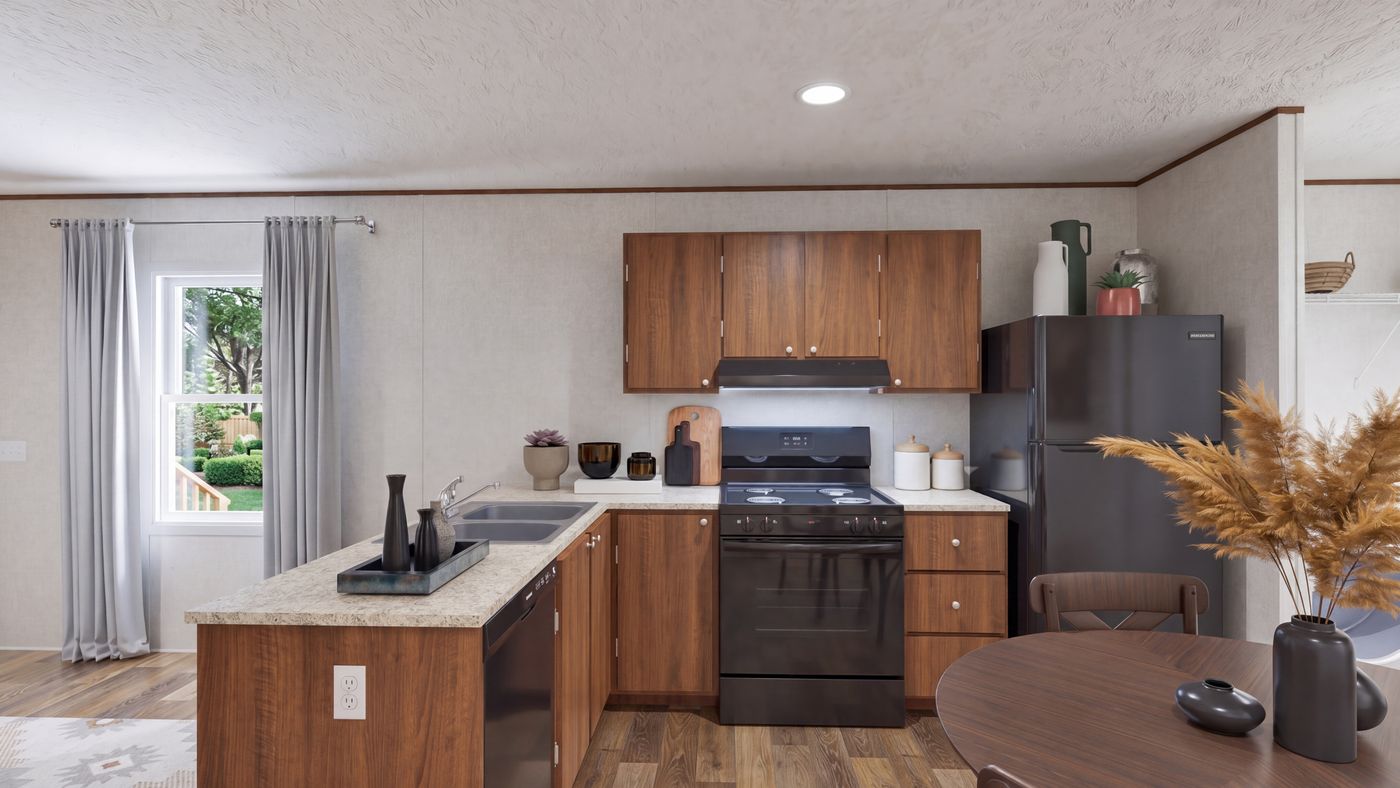 Open kitchen with island seating